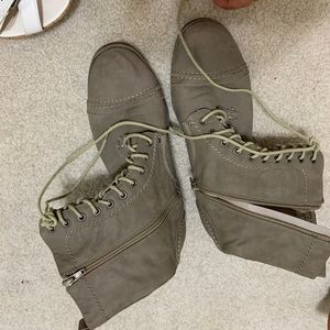 Gray combat boots